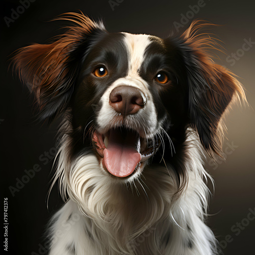 Portrait of a dog breed Border Collie on a dark background © Wazir Design