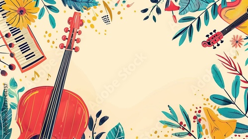 Hand drawn world music day background with copy space
 #797414757