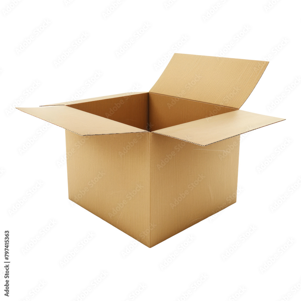 Empty cardboard box isolated on transparent background