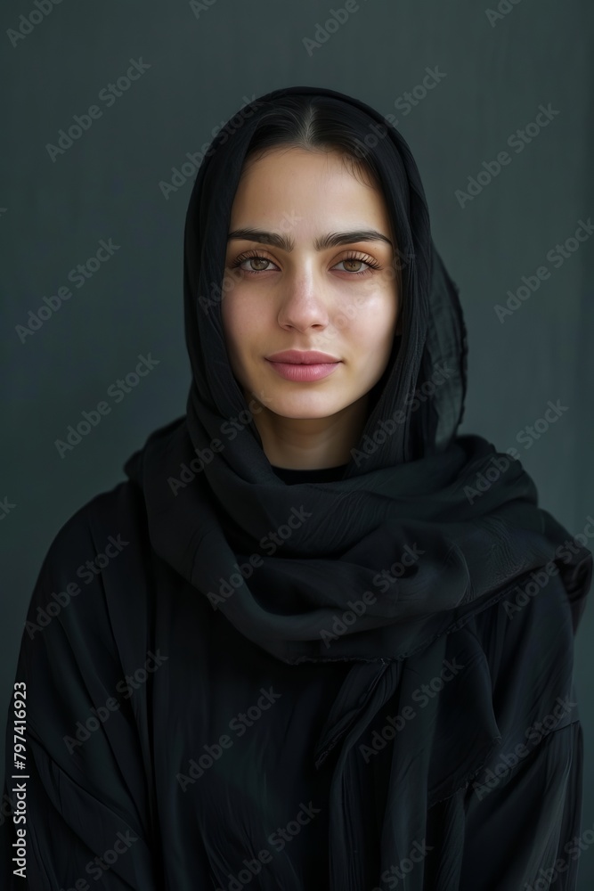 Studio portrait of young woman wearing hijab Studio portrait of young woman wearing hijab