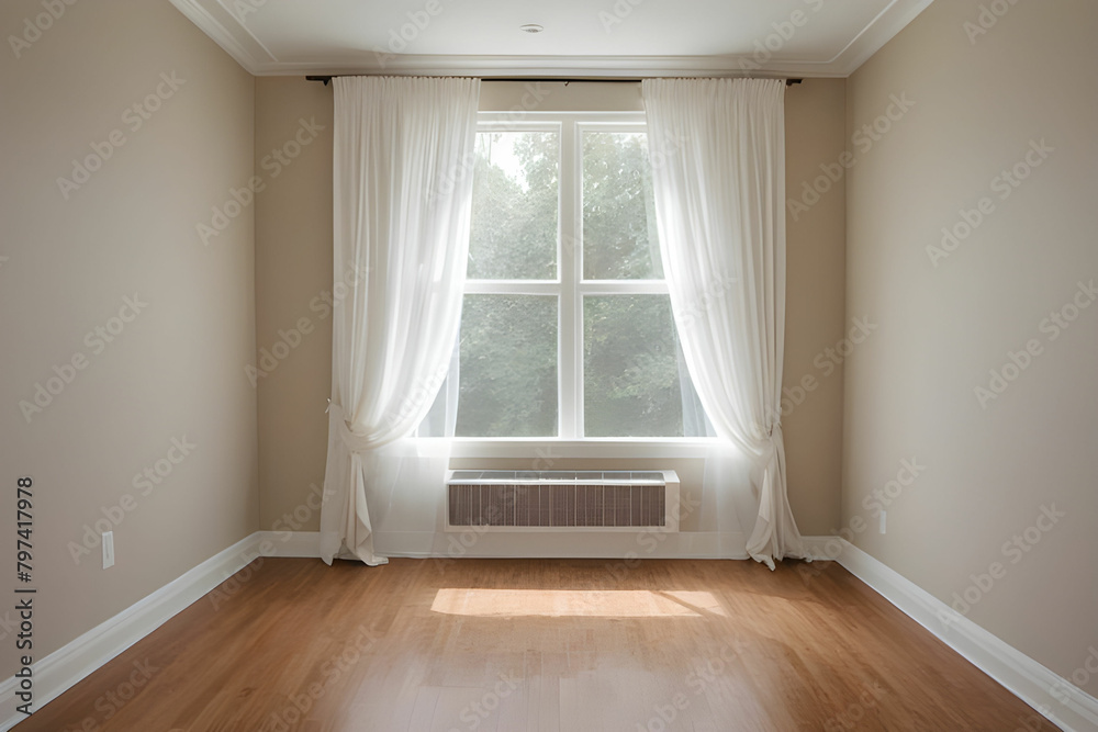 Fototapeta premium empty room with window and curtains