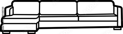 Sectional Sofa Vector Outline Illustration