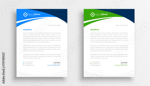 set of professional letterhead template a business stationery photo