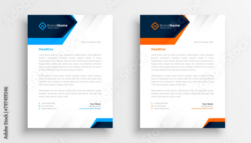 set of two a4 formal letterhead layout for business presentation