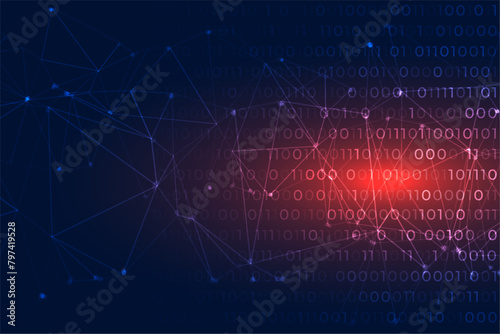 low poly style zero and one binary digit tech background