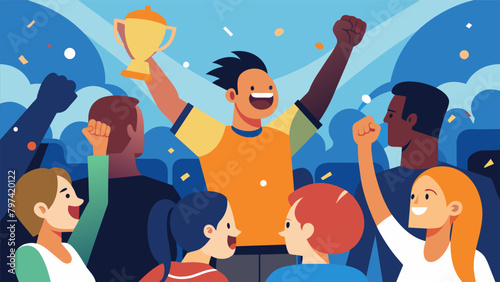 The audience cheers as a sports drama depicting the triumph of an underdog team inspires hope and resilience in the face of adversity.. Vector illustration