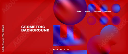 An electric blue background with circles and squares in violet, magenta, and red hues. The colorfulness and entertainment of the geometric shapes create a visually dynamic event backdrop