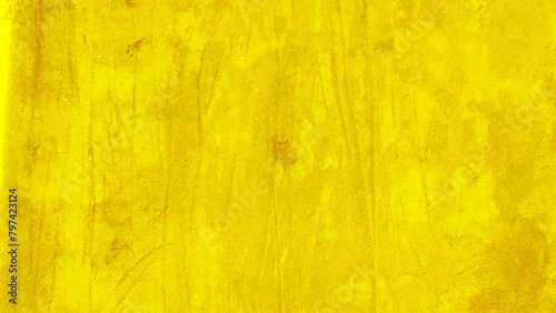 Close up on oil painting texture. Yellow grunge wall background.