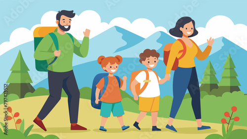 A family takes a hike together the parents grateful for the energy and endurance kickboxing has given them allowing them to keep up with their