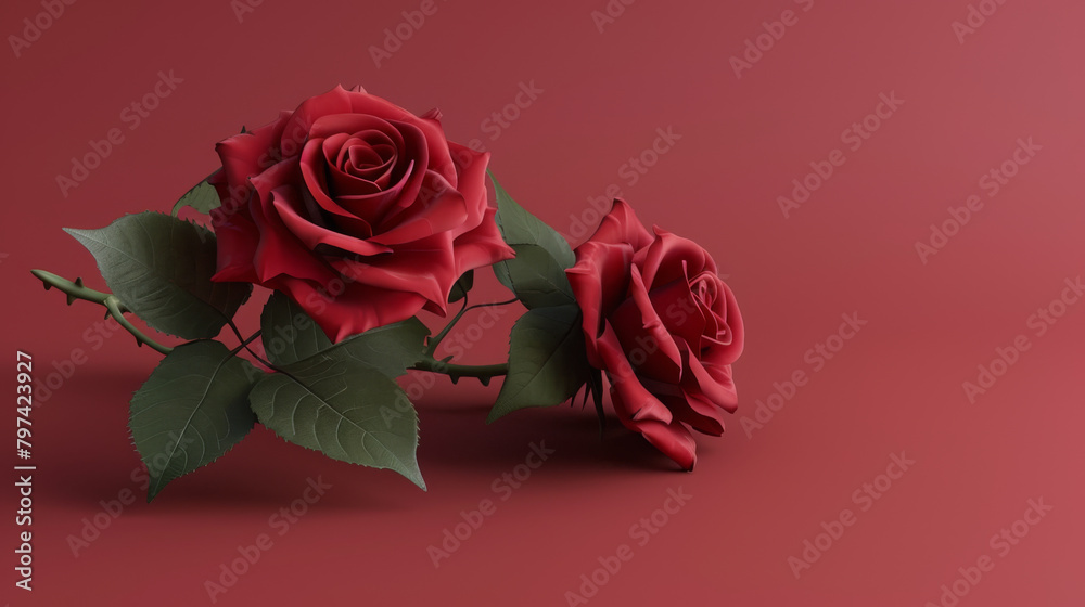 Classic red roses lying on a crimson background, exuding elegance and the timeless beauty of nature's masterpiece. Classic red roses lying on a crimson background, exuding elegance and the timeless beauty of nature's masterpiece.