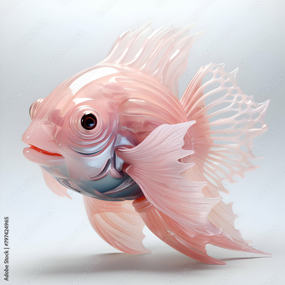 Fototapeta premium 3d render of a goldfish on a white background with shadow