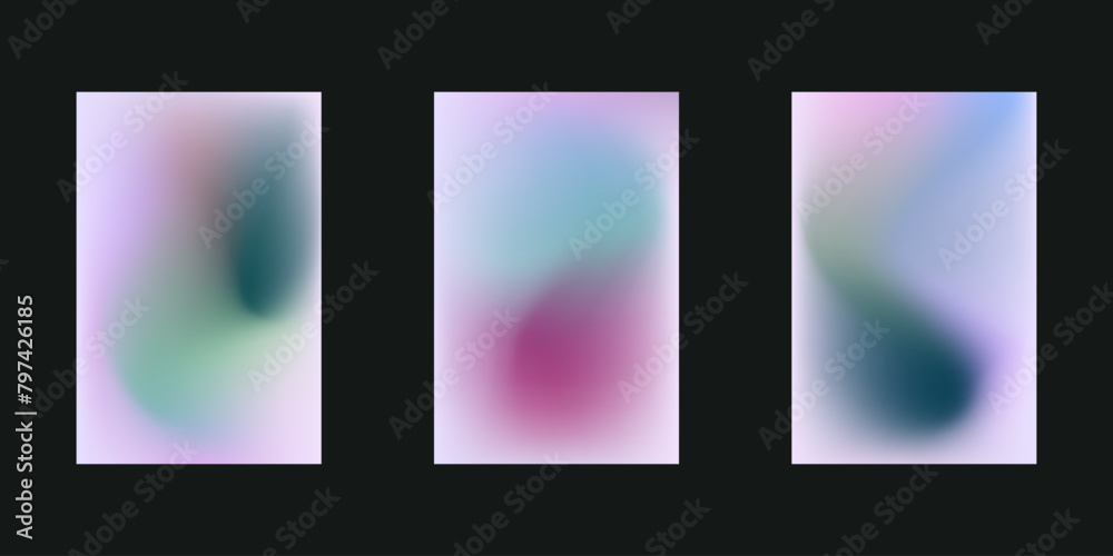 Set of soft gradient background in pastel colors. Smooth cover templates for brochures, posters and cards. Vector