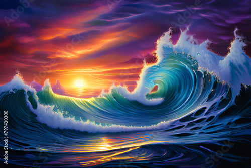 glossy iridescent pearl Big Wave Background             ai  generative                                                               