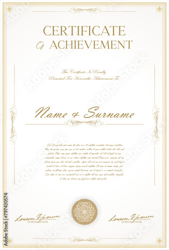 Certificate or diploma template retro design illustration 