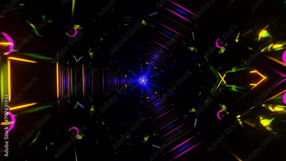 Seamless VJ loop of neon multicolor patterns.