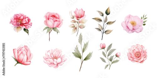 Water color flowers are suitable for wedding invitation elements