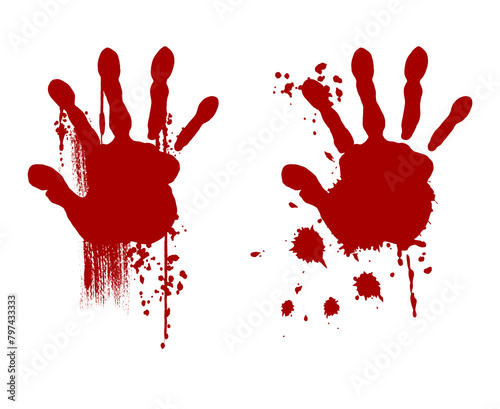 血しぶき付きの怖い手の跡　赤いシルエット