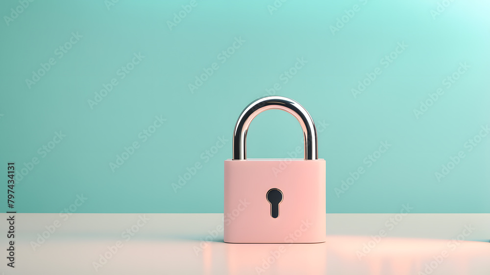 A pink lock with a key on a table A pink lock with a key on a table
