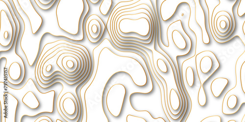 Abstract white colorful golden Topographic line map background. Contour elevation topographic and textured Background Modern design with White background with topographic wavy pate for decoration.