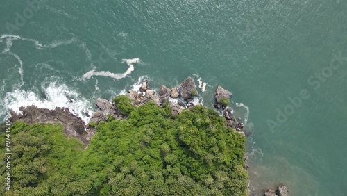 Breathtaking aerial view of the hidden gem on the Indonesian coast