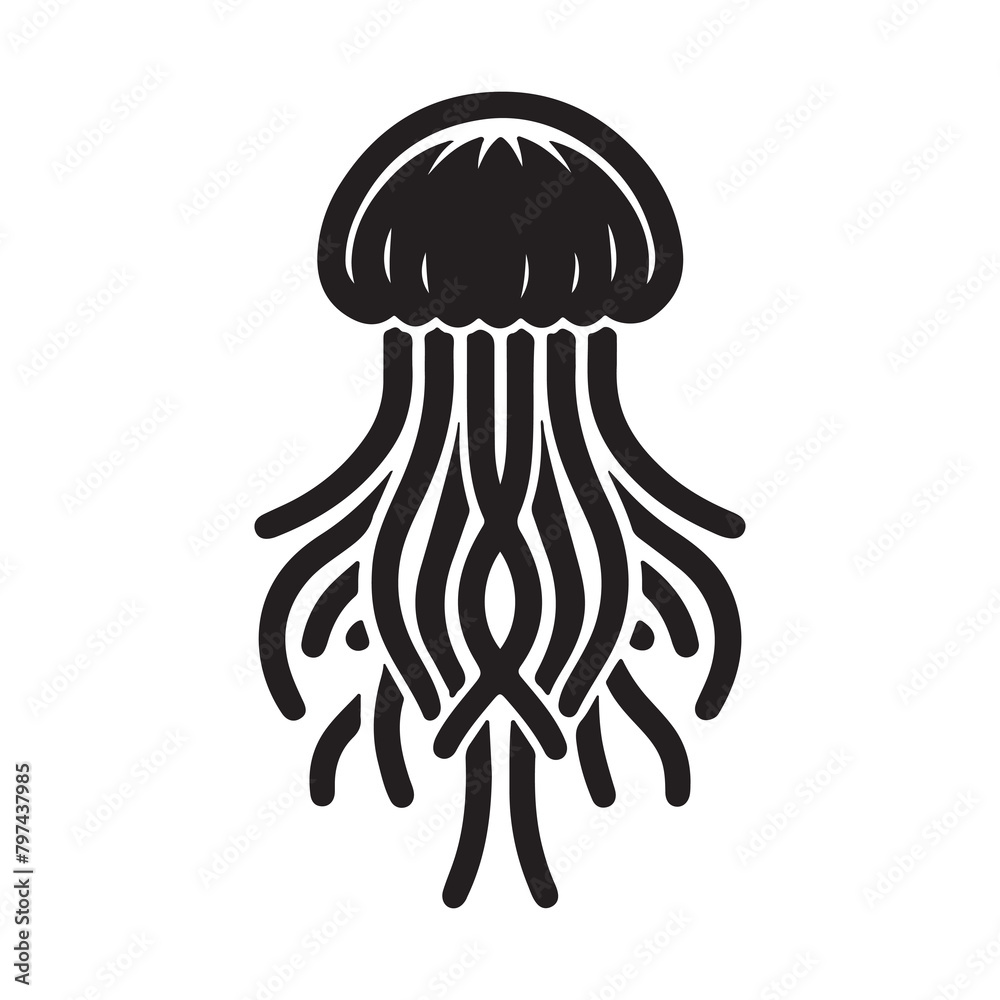 illustration of a silhouette of jellyfish