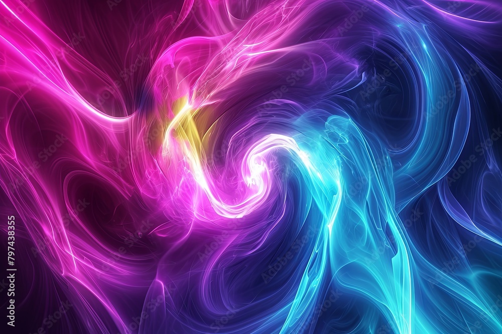 3D Radiant Plasma Swirls: Neon Flowing Colors 3D Radiant Plasma Swirls: Neon Flowing Colors