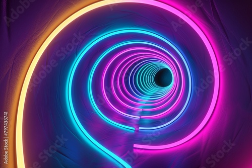 Neon Abyss: Abstract 3D Vortex Spiral