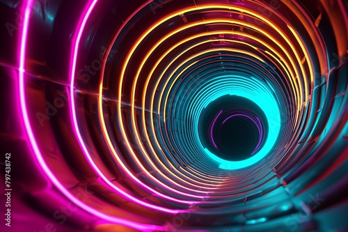 Neon Vortex: Glowing Abstract Funnel