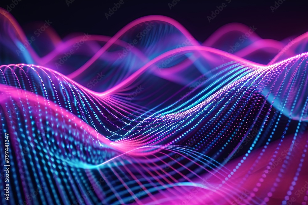 Neon Pulse Grid: Abstract Rhythmic Waves Neon Pulse Grid: Abstract Rhythmic Waves