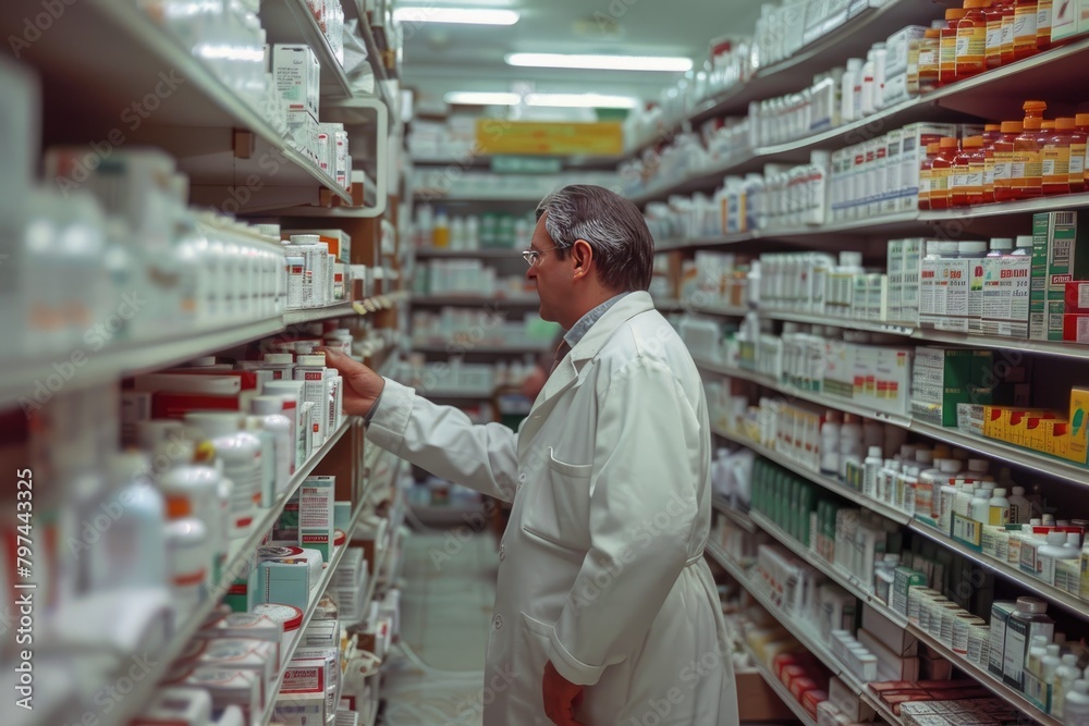 pharmacist is placing a prescription drug