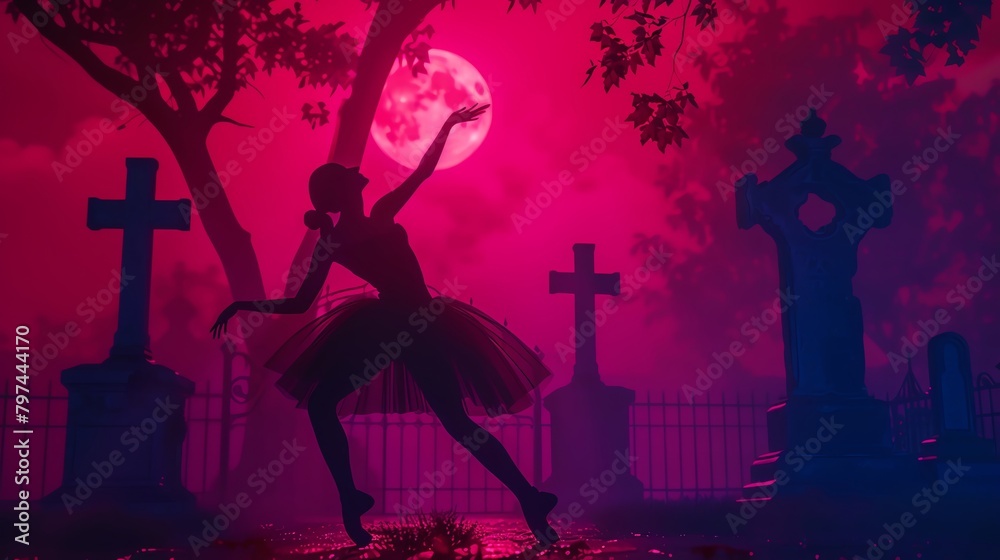 Bring the fear to the dance floor! Combine a spooky graveyard backdrop with eerie ballet moves in CG 3D rendering Chaotic glitch art elements add a modern twist Bring the fear to the dance floor! Combine a spooky graveyard backdrop with eerie ballet moves in CG 3D rendering Chaotic glitch art elements add a modern twist