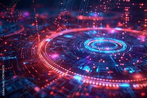 Wallpaper Mural Cybersecurity Digital Interface with Glowing Circuits Torontodigital.ca