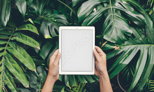 Mockup With Two Hands Holding ipad Device