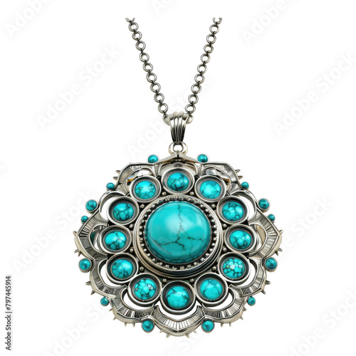 Turquoise jewelry isolated on transparent background