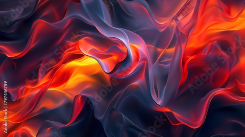 Fiery Silk Waves Abstract Digital Art