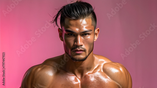 Youthful Strength: Short-Haired Male Muay Thai Athlete, Dynamic Impact: Young Fighter with Short Hair, Athletic Precision: Youthful Muay Thai Warrior, Energetic Presence: Muay Thai Athlete's Portrait