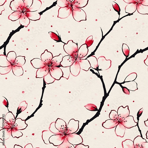 Cherry Blossom Seamless Pattern