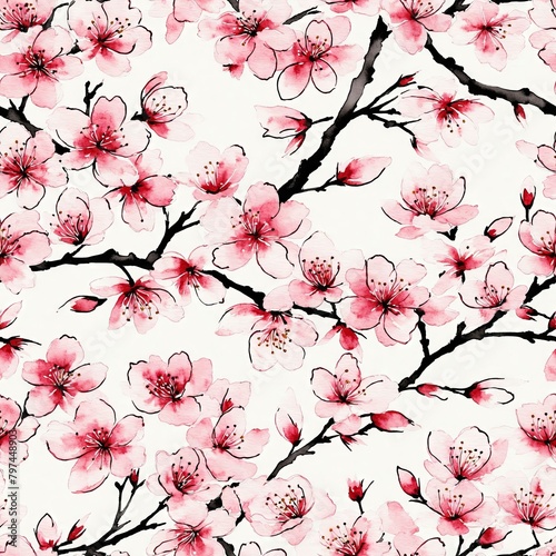 Cherry Blossom Seamless Pattern