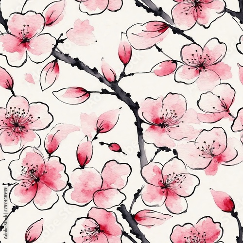 Cherry Blossom Seamless Pattern