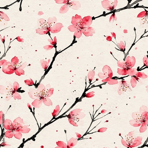 Cherry Blossom Seamless Pattern