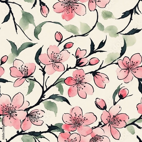 Cherry Blossom Seamless Pattern