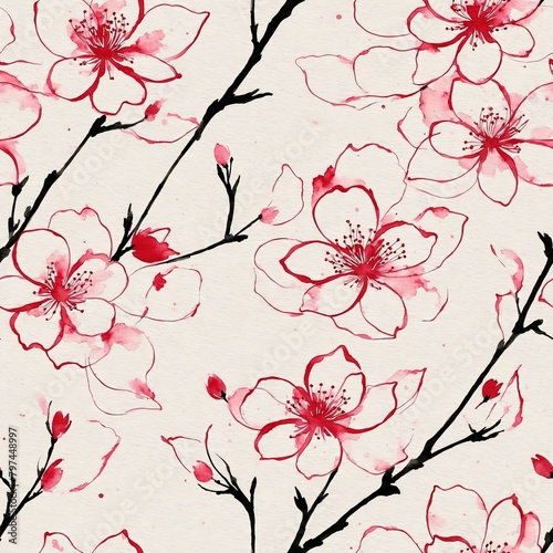 Cherry Blossom Seamless Pattern