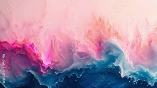 Highquality photo of abstract art painting with pink blue and white colors. Concept Abstract Art, Painting, Pink Blue White, High Quality Photo photo