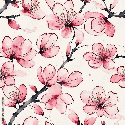 Cherry Blossom Seamless Pattern
