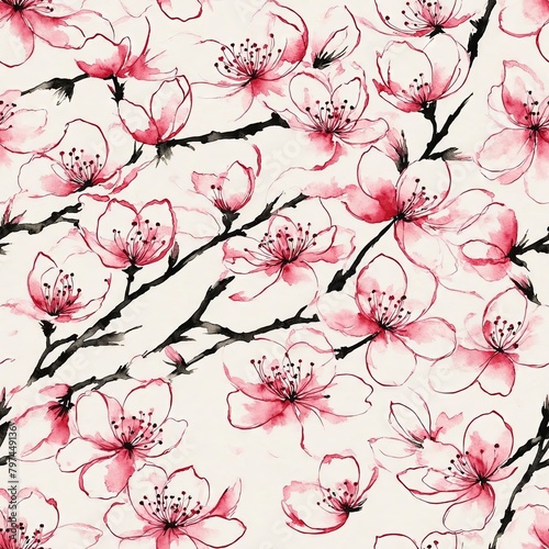 Cherry Blossom Seamless Pattern