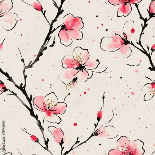 Cherry Blossom Seamless Pattern