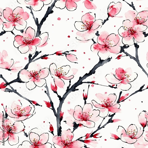Cherry Blossom Seamless Pattern