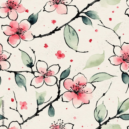 Cherry Blossom Seamless Pattern
