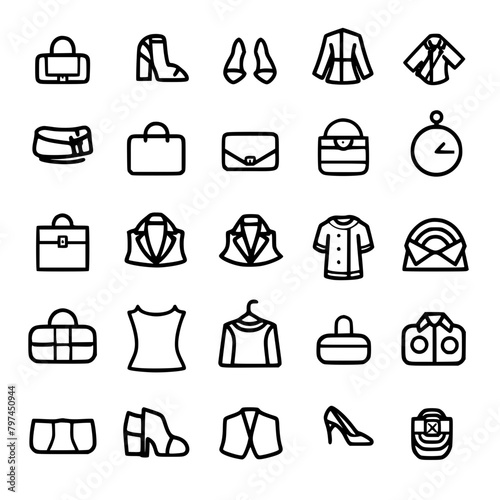 Fashion icon, clothing icon, dress icon, business icon, fashionable icon, accessory icon, icon, icons, set, vector, symbol, travel, sign, hotel, illustration, tourism, car, fashion, pictogram
