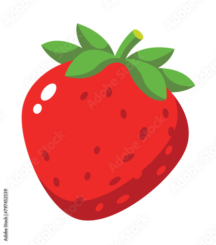 Cute strawberry fruit flat icon illustration © charactoon